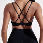 Solid Color Cross Fitness Bra  With Chest Pad