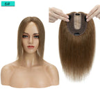 10x12cm Women Human Hair Toppers Silk Base Straight
 4 Clips In Hair Piece Brown Blonde