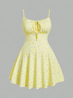 floral elegant thin strap camisole dress