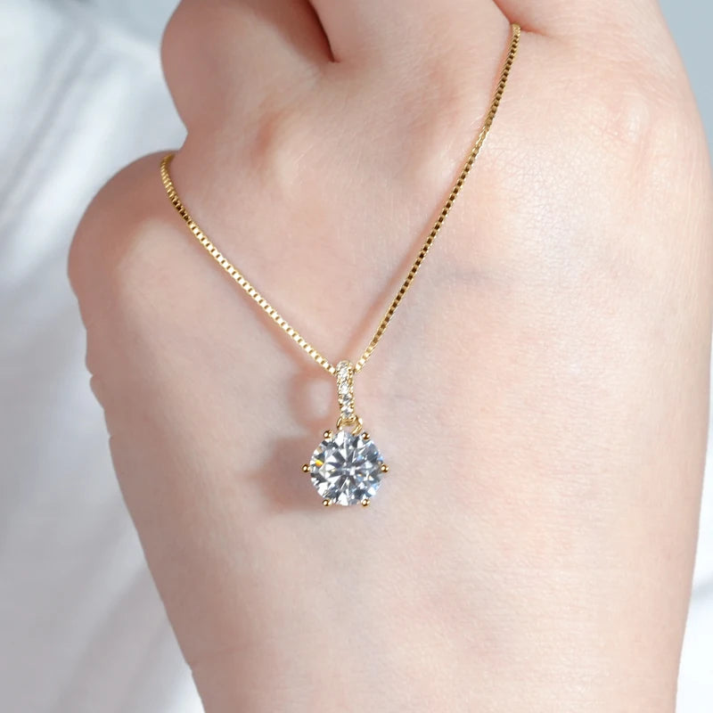 1CT 2CT Moissanite Diamond Pendant Necklace