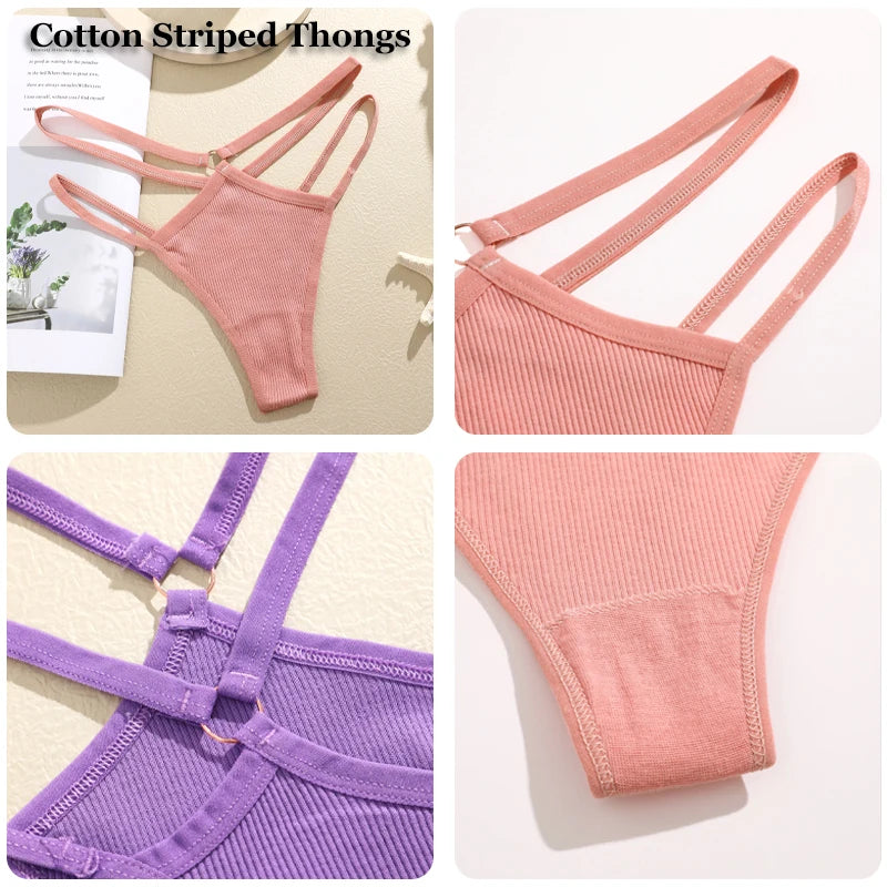 4Pcs Cotton Double Thin Thongs