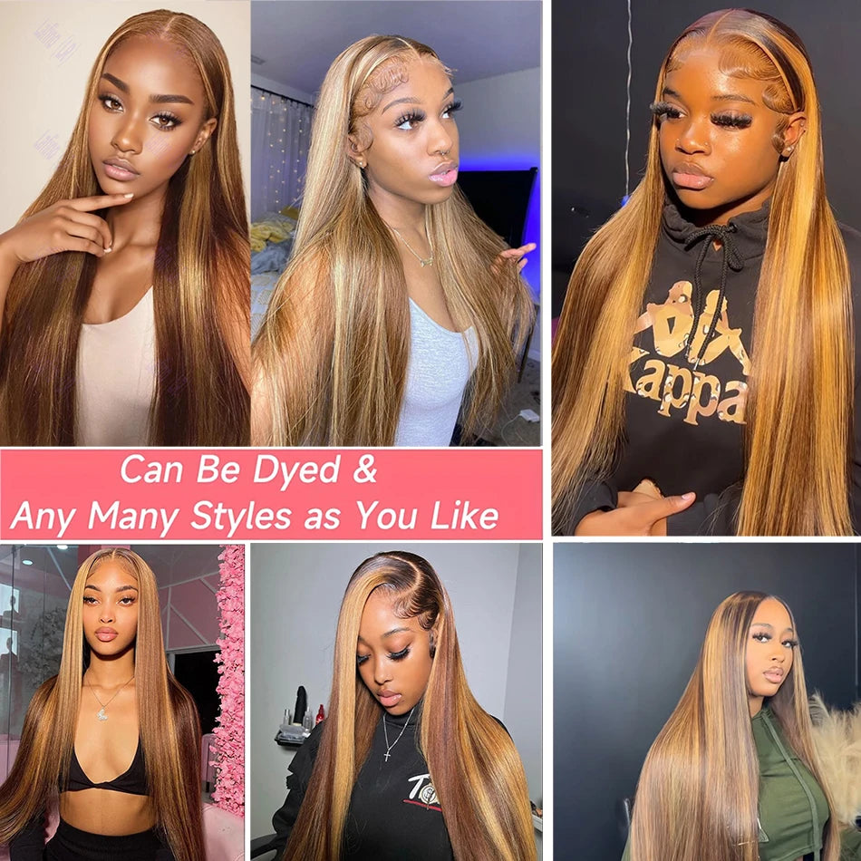 200 Density Highlight Wig Human Hair Bone Straight Blond Ombre 
Lace Wig 13x4 13x6 Colored Human Hair Frontal Pre Plucked Wigs