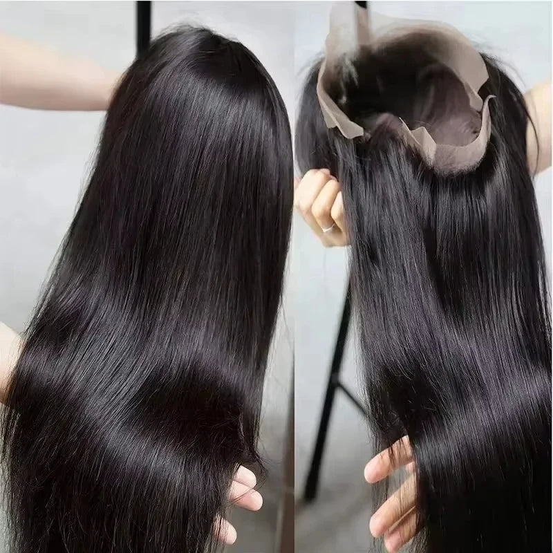 Human Hair Brazilian 4x4 Glueless Put on and go Wig
 36 38 40 Inch 13x4 13x6 HD Transparent Bone Straight Lace Frontal