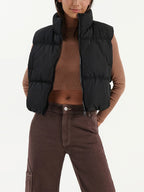Quilted Waistcoat Zip Stand Collar Sleeveless Jacket