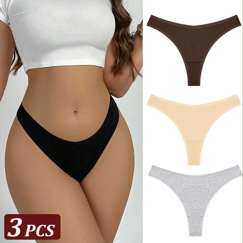 3Pcs/Set Seamless Thong Cotton Panties