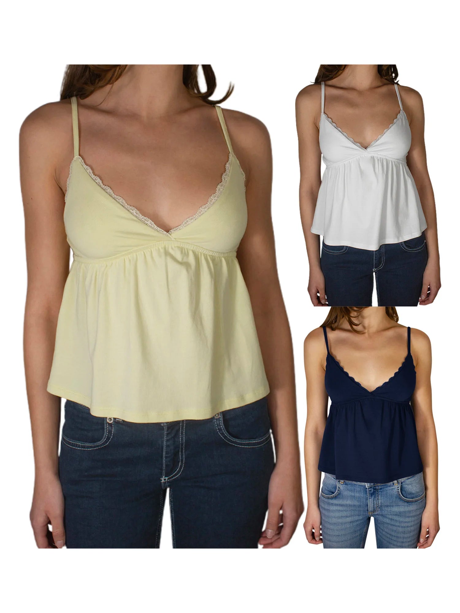 Sleeveless Lace Camisole Tank Tops, Spaghetti Straps