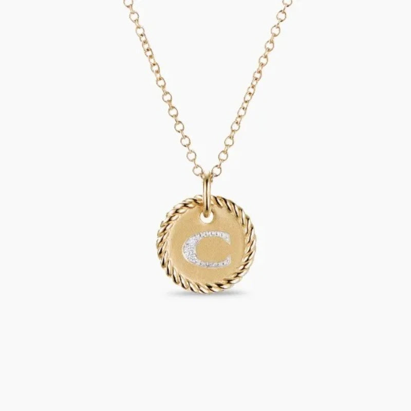 DY Simple Gold Color Letter Pendant Necklace