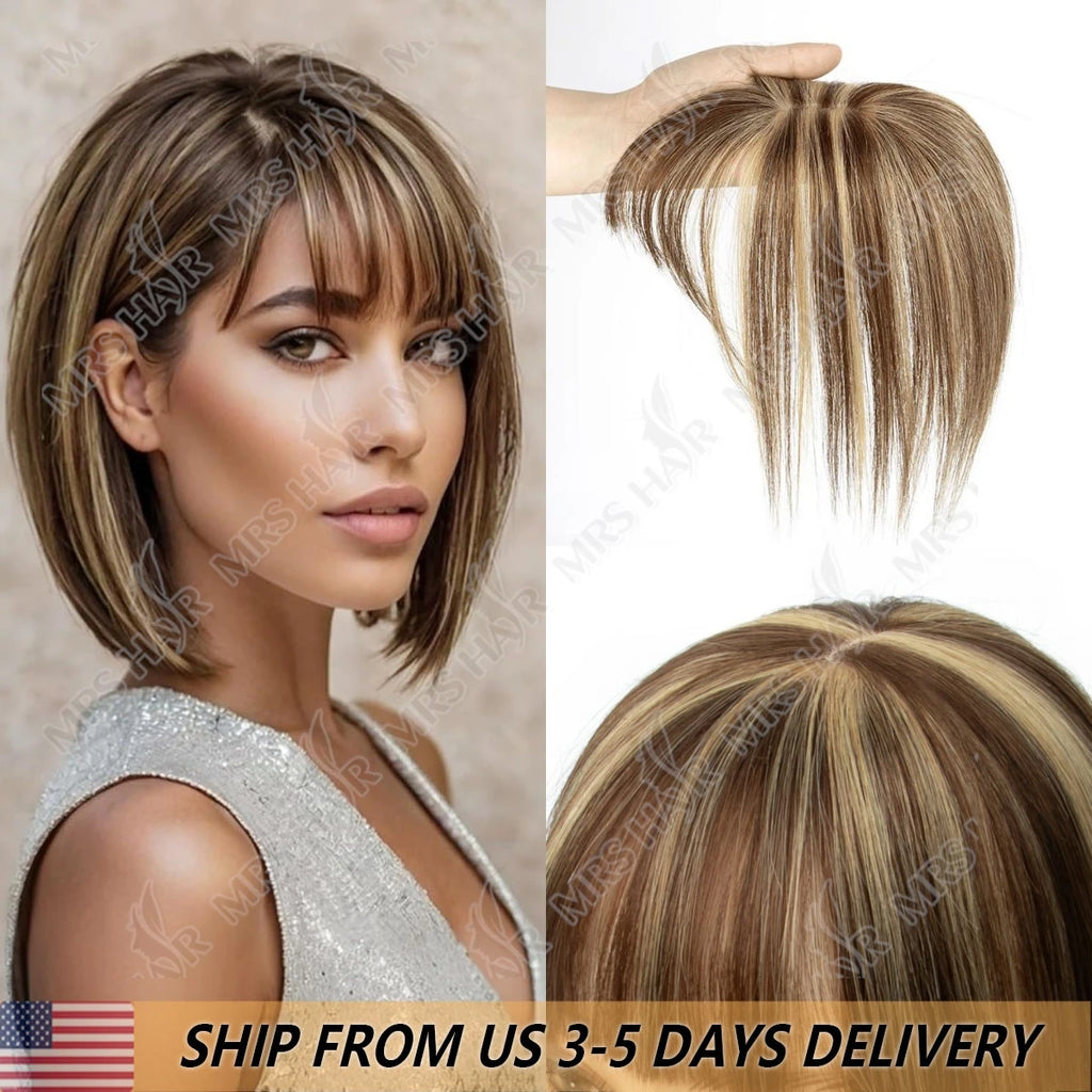 Topper Human Hair Clips for Thin Hair 5x9cm Base