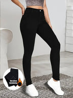 Women's high waisted basic black jeans, pencil legs