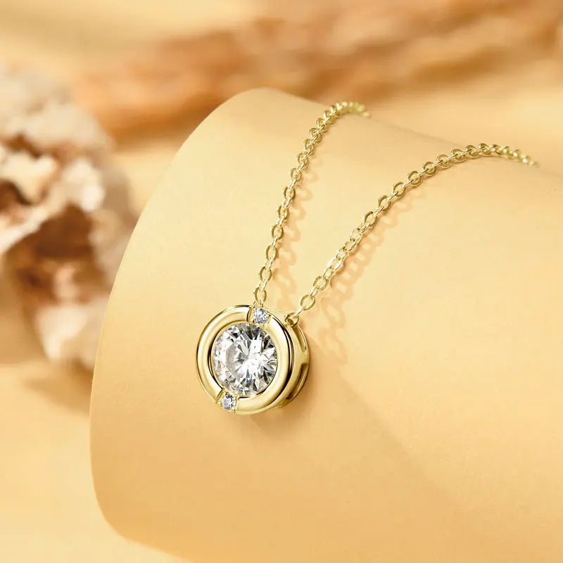 6.5mm Moissanite Bubble Pendant Necklace 925 Sterling Silver