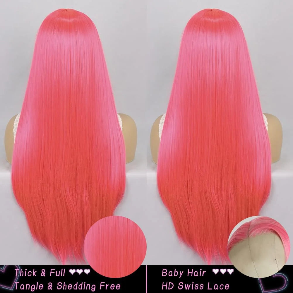 Pink Lace Front Wigs Human Hair Straight 13x6 
HD Pink Lace Front Wig Human Hair Pre Plucked with Natural Hairline Colored