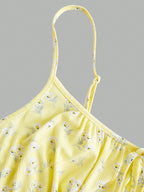 floral elegant thin strap camisole dress