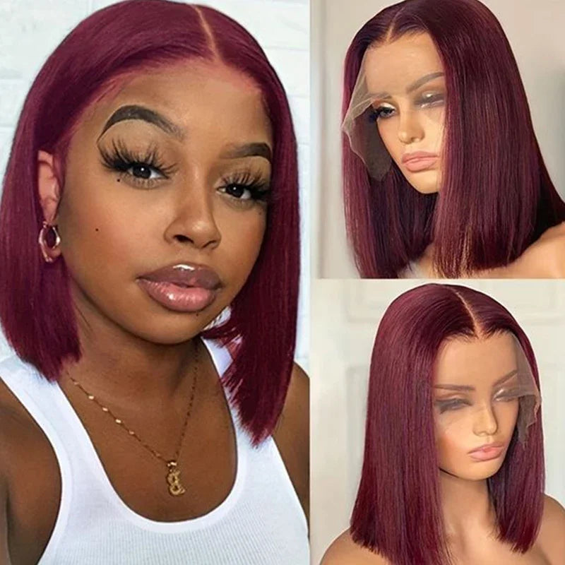 4/27 Highlight Bob Wigs Straight Lace Front Wig Human Hair 
Ombre Frontal Bob Wig Human Hair glueless wear to go Ombre Brown Wig