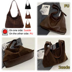 Women Suede Tote Bag Magnetic Closure
