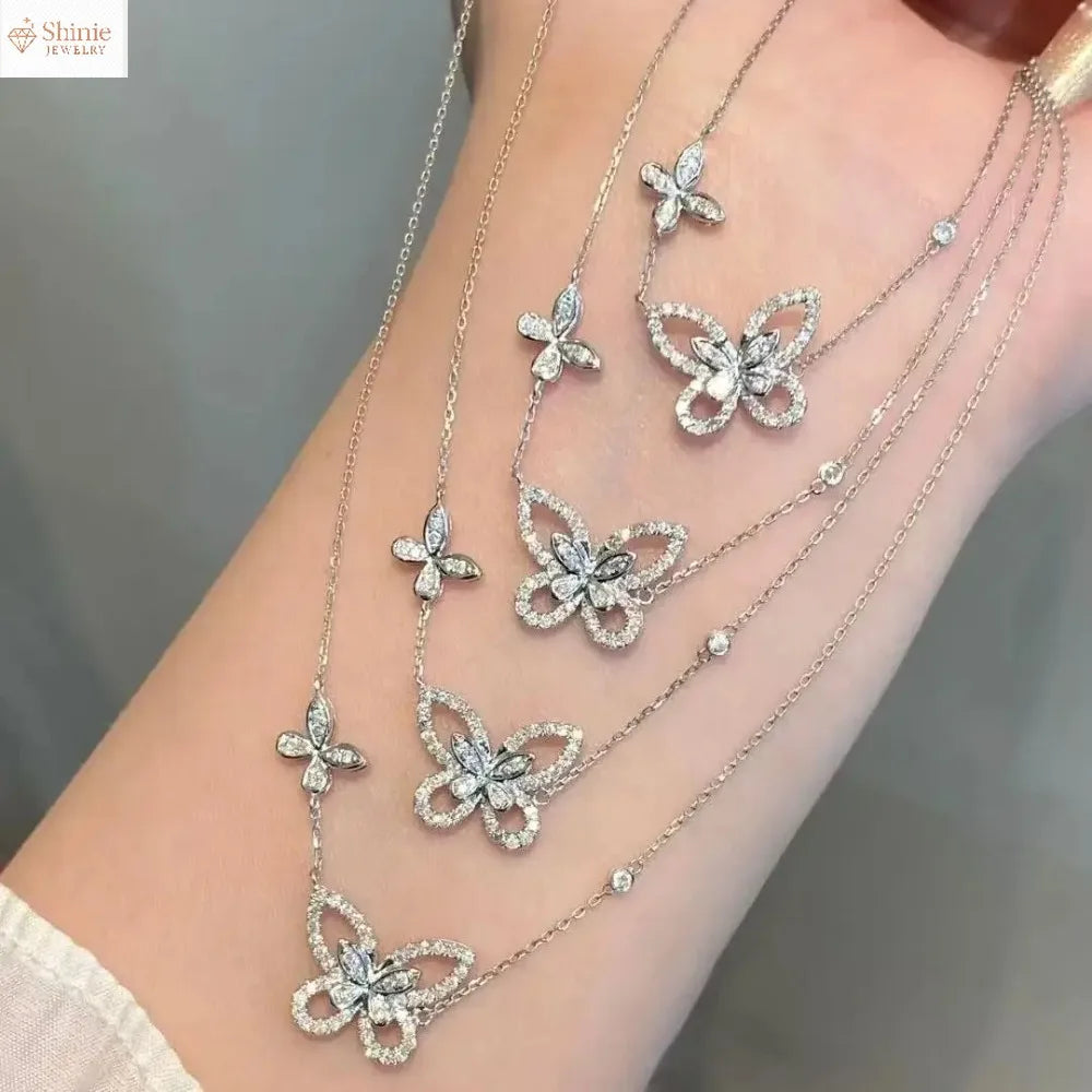 Moissanite Butterfly Fashion Women's Necklace
