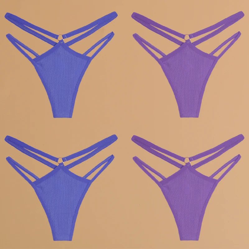 4Pcs Cotton Double Thin Thongs