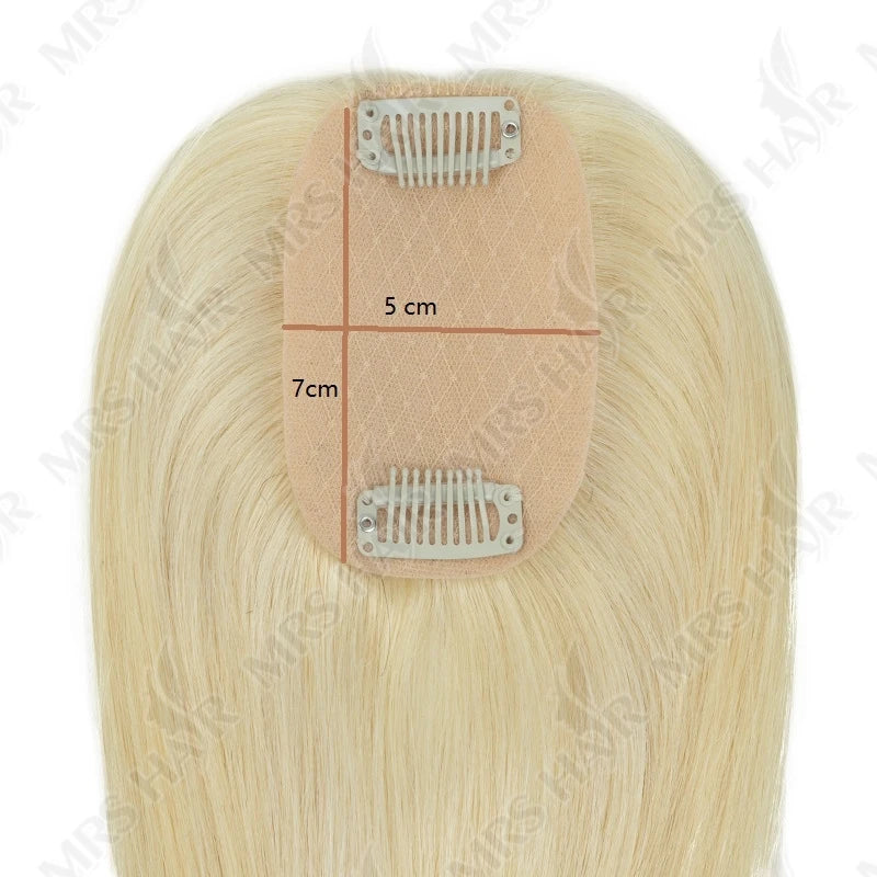 Topper Human Hair Clips for Thin Hair 5x9cm Base