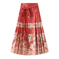 Womens Elegant Pleated Long Swing Skirt
