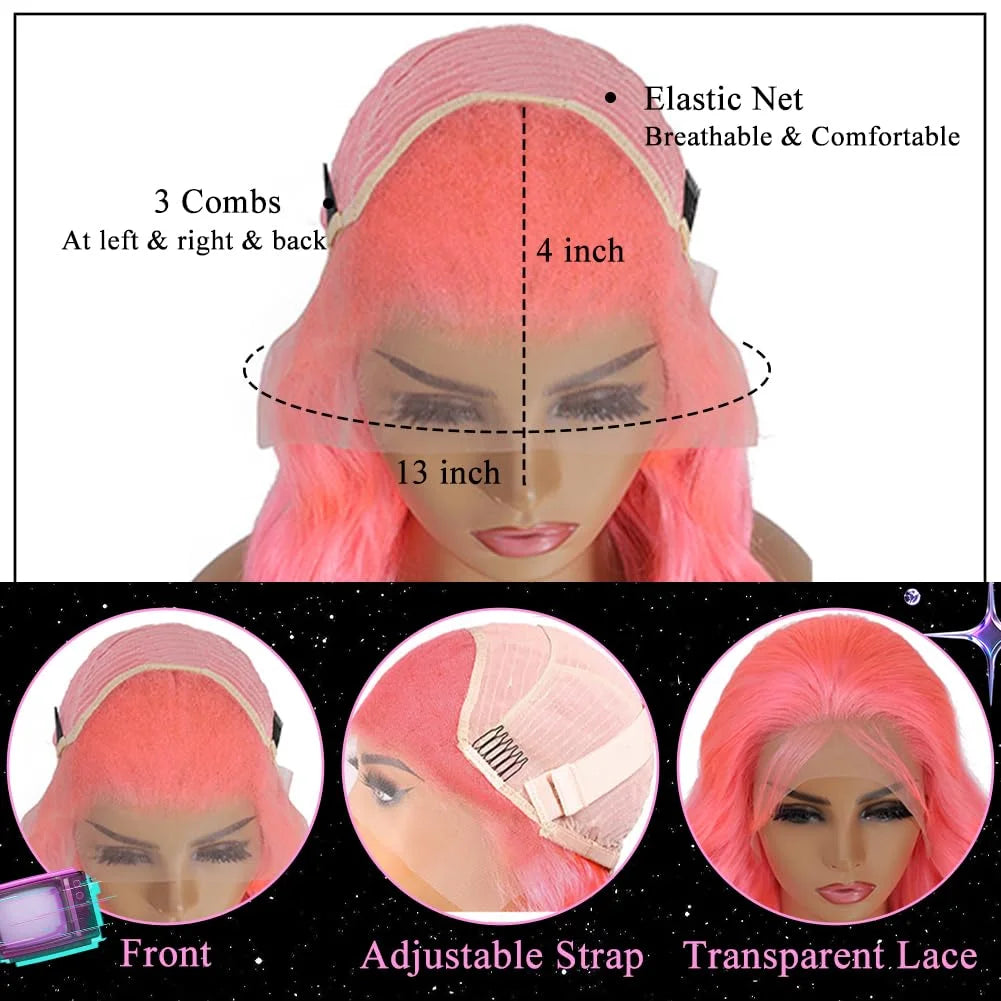 Pink Lace Front Wigs Human Hair Straight 13x6 
HD Pink Lace Front Wig Human Hair Pre Plucked with Natural Hairline Colored