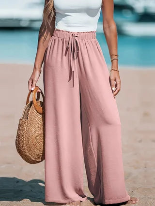 Women's  Wide Leg Pants pockets Solid Color Pants