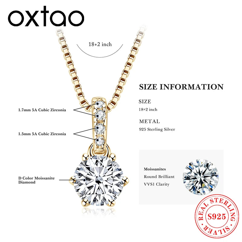 1CT 2CT Moissanite Diamond Pendant Necklace