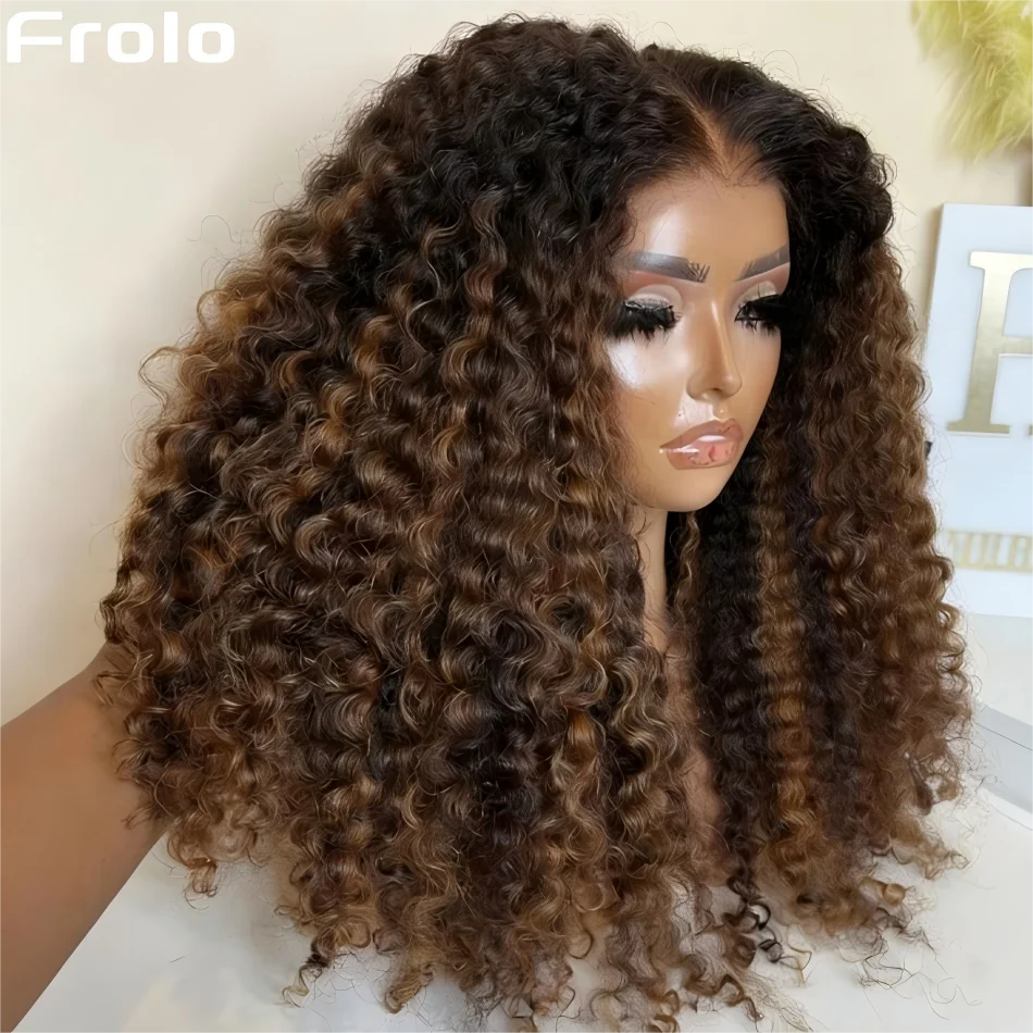 Highlight Ombre Bob Wig Human Hair 
100% Curly Short 5X5 Lace Closure Wig Honey Blonde Colored Glueless Deep Wave Frontal Wigs