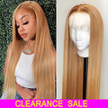 13x6 Honey Blonde HD Transparent Lace Front Wigs Human Hair 
#27 Colored Brazilian Bone Straight Lace Frontal Human Hair Wigs