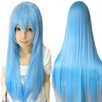 80cm Straight Synthetic Cosplay Wig White Purple Green Silver Pink Lolita Hairpiece with Bangs Long Wigs