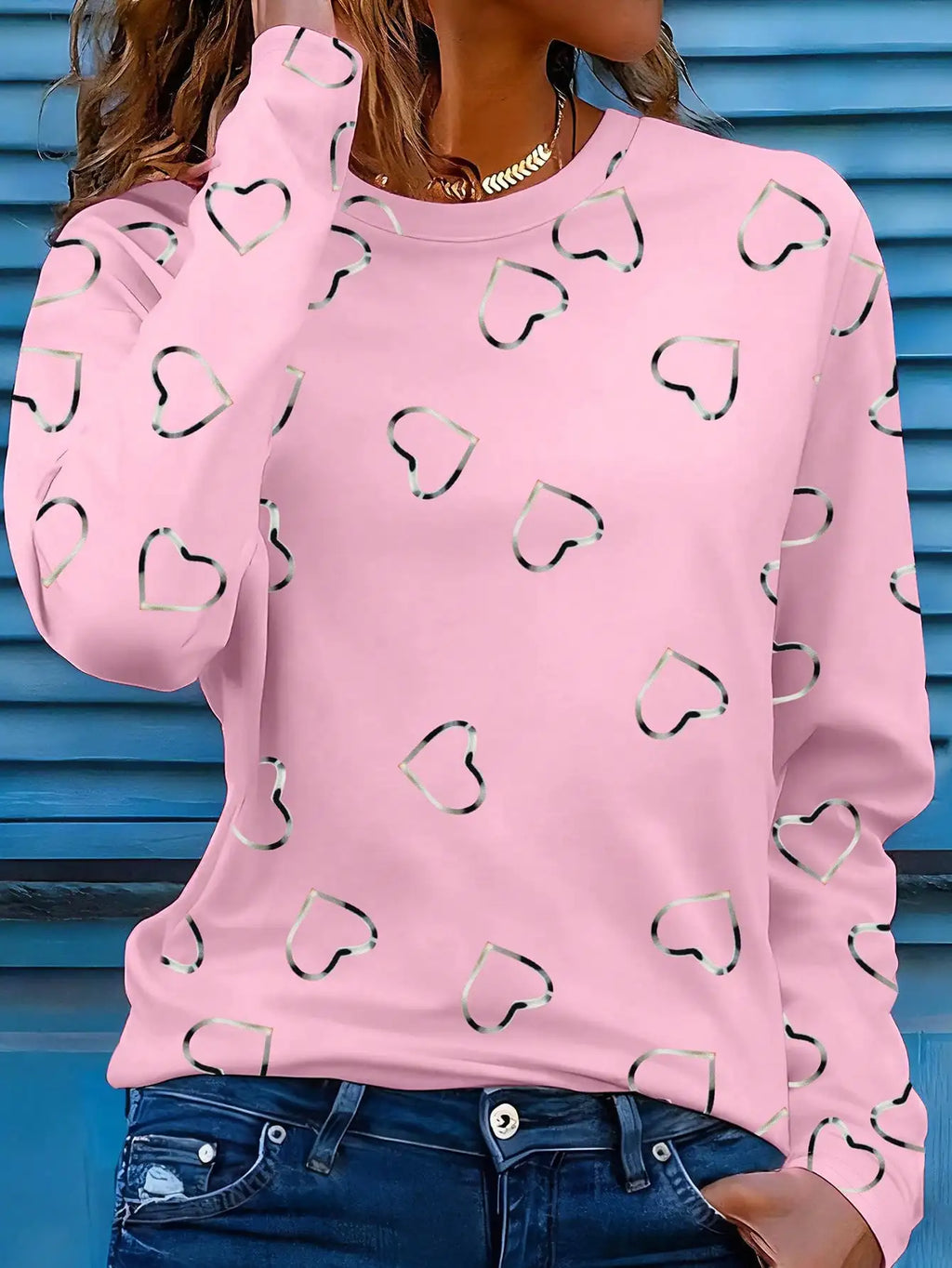 Women's Long Sleeve Butterfly Print T-Shirt, Round Neck Top