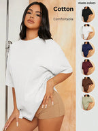 Oversized Cotton Drop Shoulder T-Shirt for Women