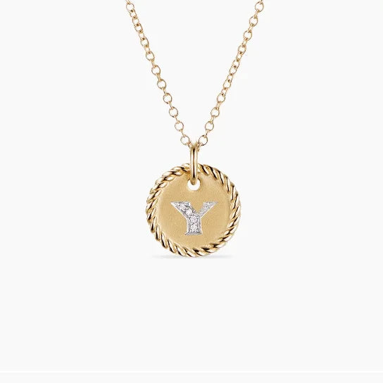 DY Simple Gold Color Letter Pendant Necklace