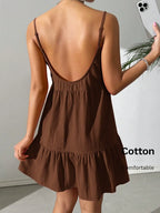 Backless Camisole Dress Ruffle Hem, Mini Dress