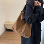 Women Suede Tote Bag Magnetic Closure