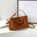 Autumn Big Boston Tote Soft Matte Suede