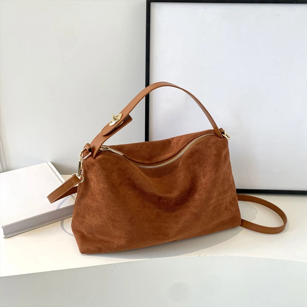 Autumn Big Boston Tote Soft Matte Suede