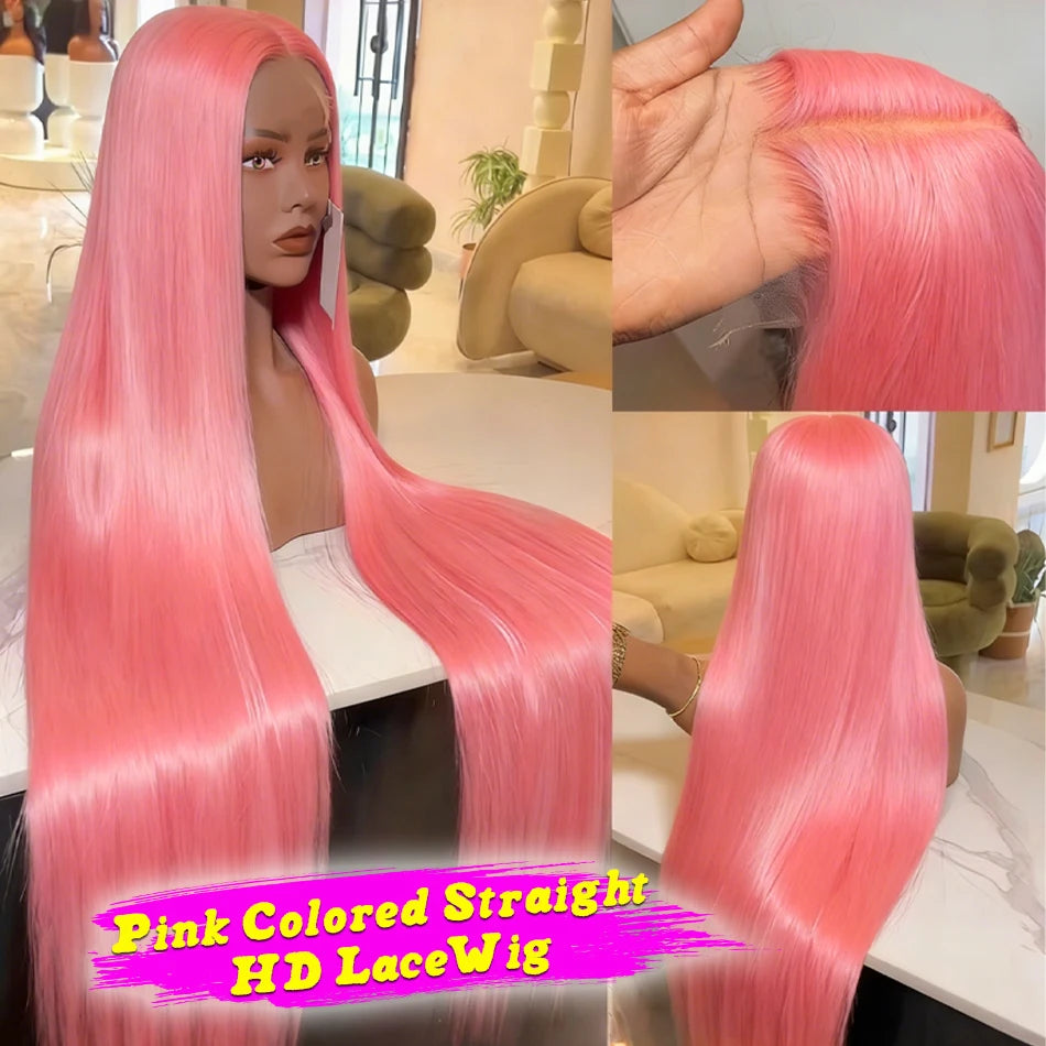 Pink Lace Front Wigs Human Hair Straight 13x6 
HD Pink Lace Front Wig Human Hair Pre Plucked with Natural Hairline Colored