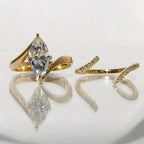 2PC 3CT Marquise Moissanite Bridal Wedding Set, S925 Sterling  silver