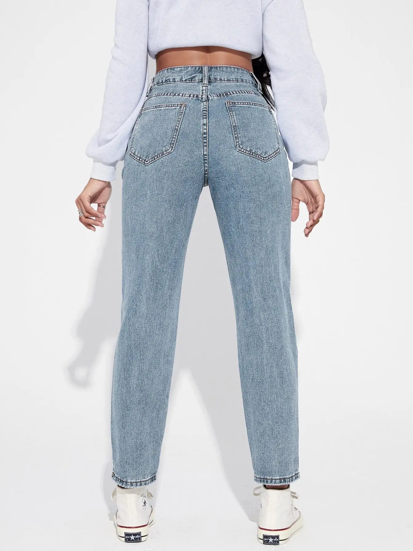 High Waist Straight Leg Jeans for Women