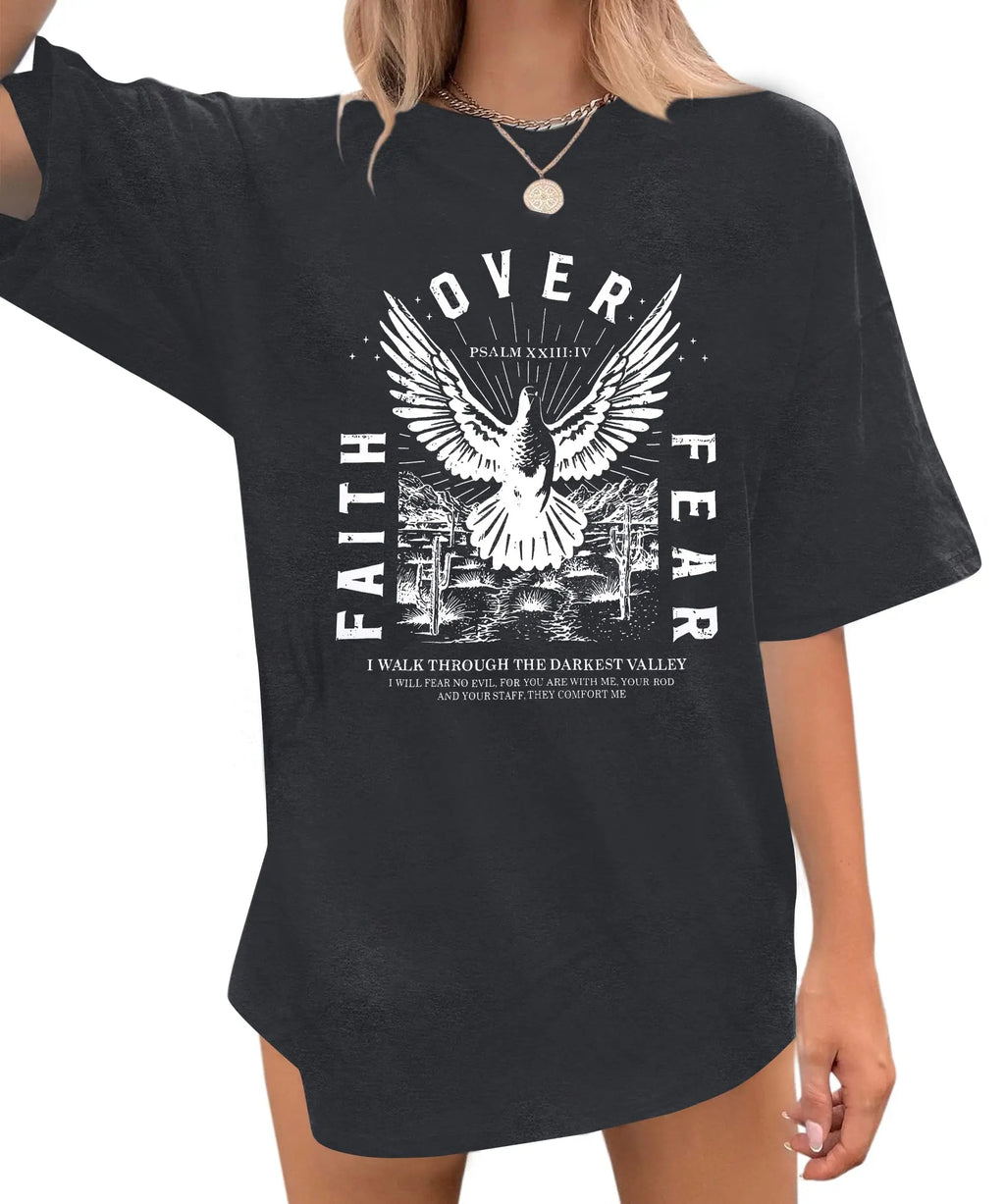 T-Shirts Letter Prints  Oversize Short Sleeve Tee 100% Cotton