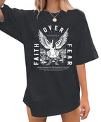 T-Shirts Letter Prints  Oversize Short Sleeve Tee 100% Cotton