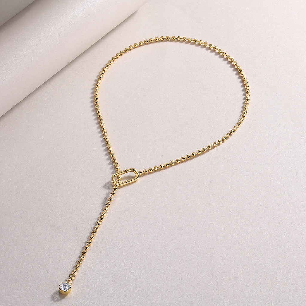 Moissanite Y-Shape Necklace, S925 Silver, 18K Gold Plated