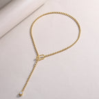 Moissanite Y-Shape Necklace, S925 Silver, 18K Gold Plated