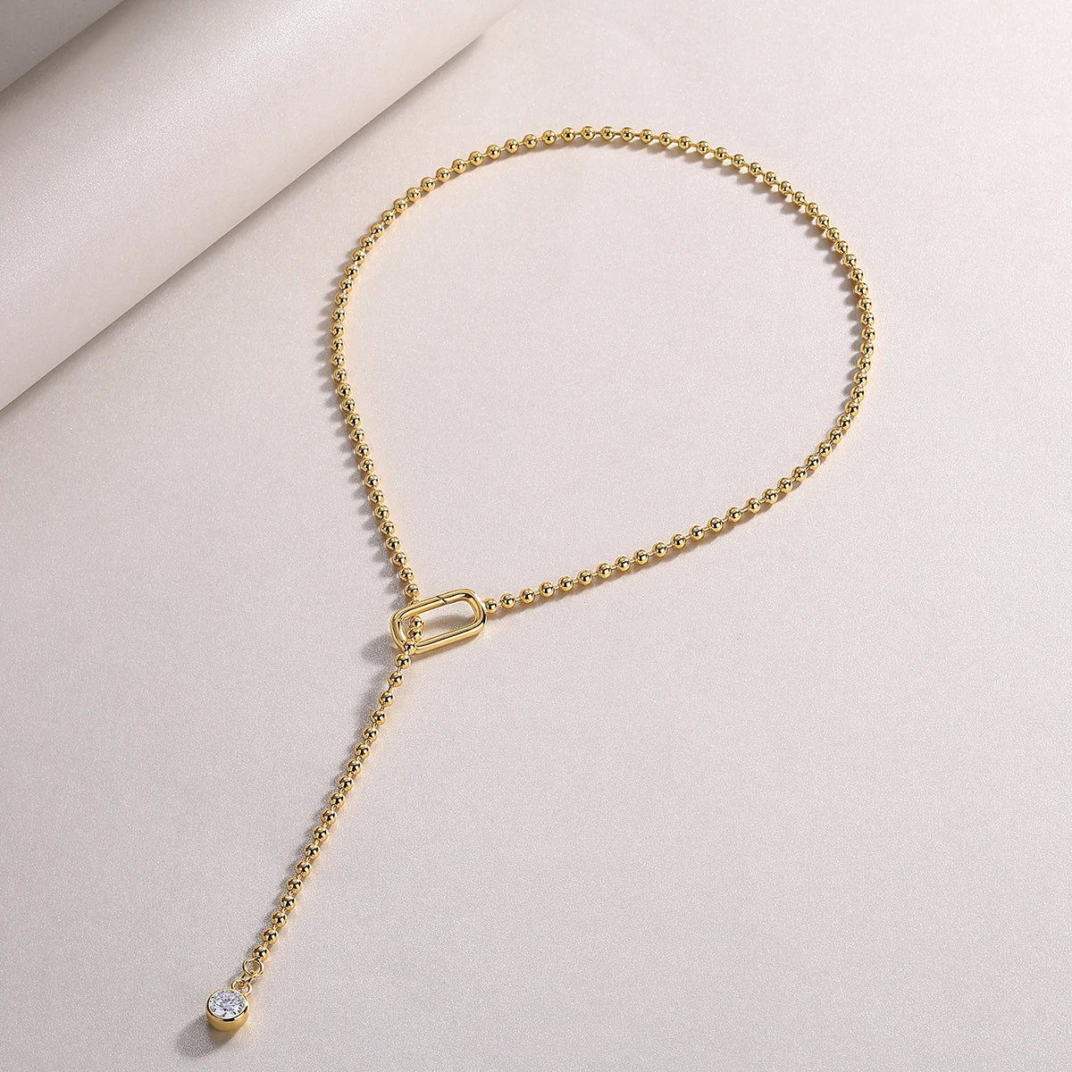 Moissanite Y-Shape Necklace, S925 Silver, 18K Gold Plated