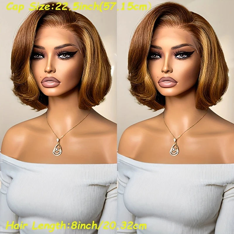 Straight Ombre Lace Front Wig Human Hair 18inch 
4/27 Highlight Wig Human Hair Pre-plucked, 
13x4 Straight Honey Blonde Mix Brown