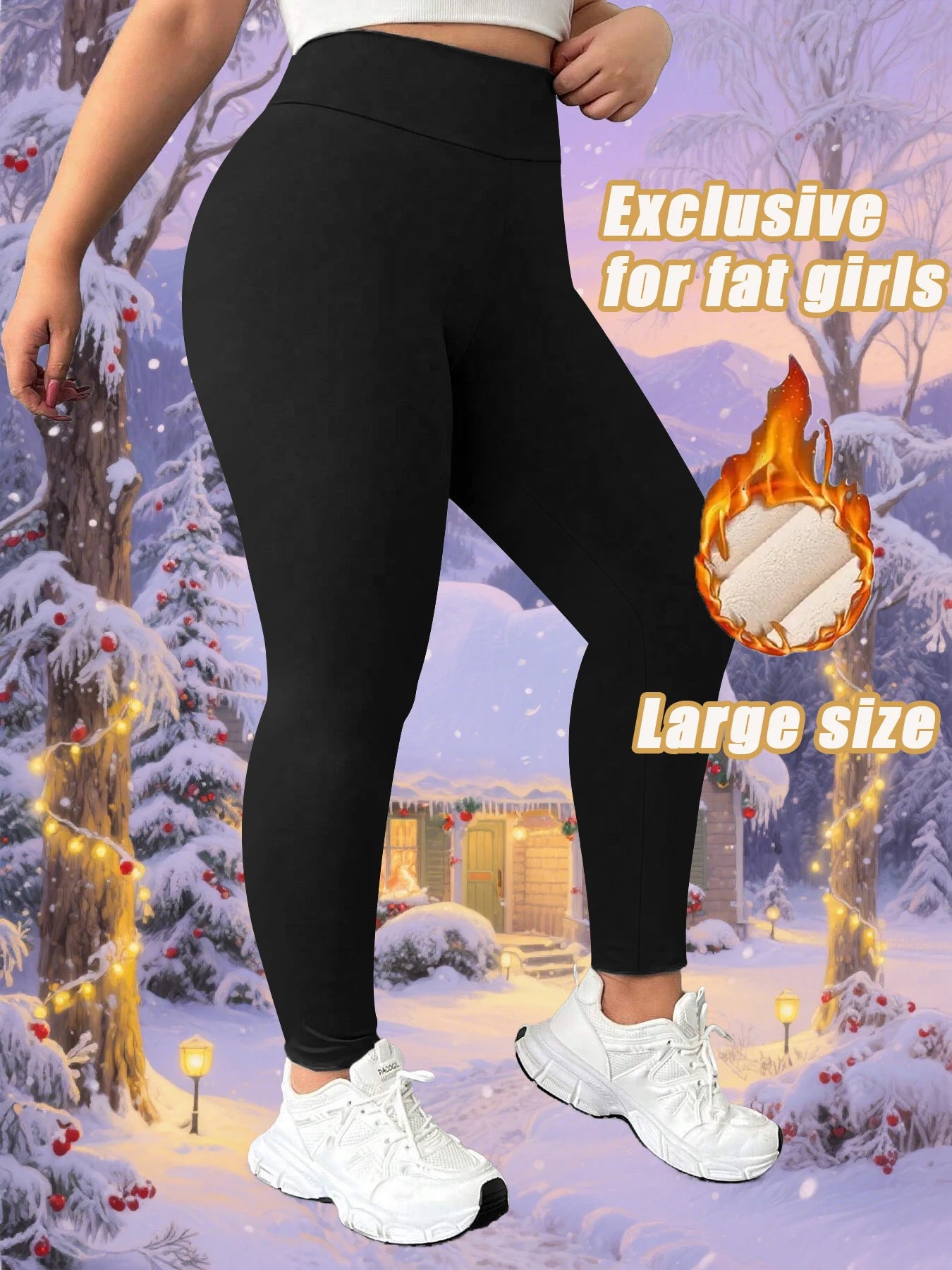 Plus - size Winter Fleece -Leggings For Women, High Elastic