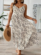 Boho Plus Size Maxi Dress with Back Tie & Tiered Skirt for Summer Beach Vacations