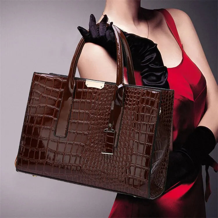 Crocodile Print Women Handbags Purse Tote