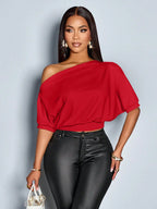 Women's Off Shoulder Ruched Top with Puff Sleeves