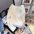 Slim Fit Off-Shoulder Top - Long Sleeve Ruffle Trim