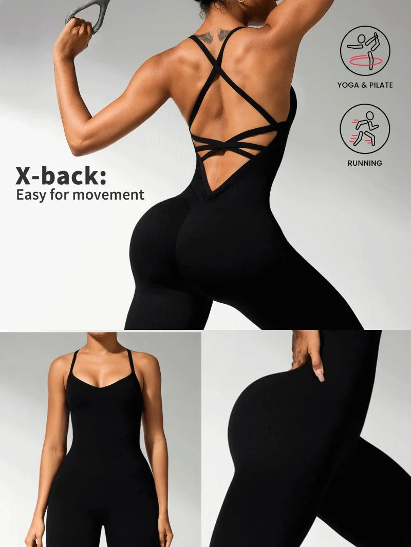 Women's Black Compression Jumpsuit